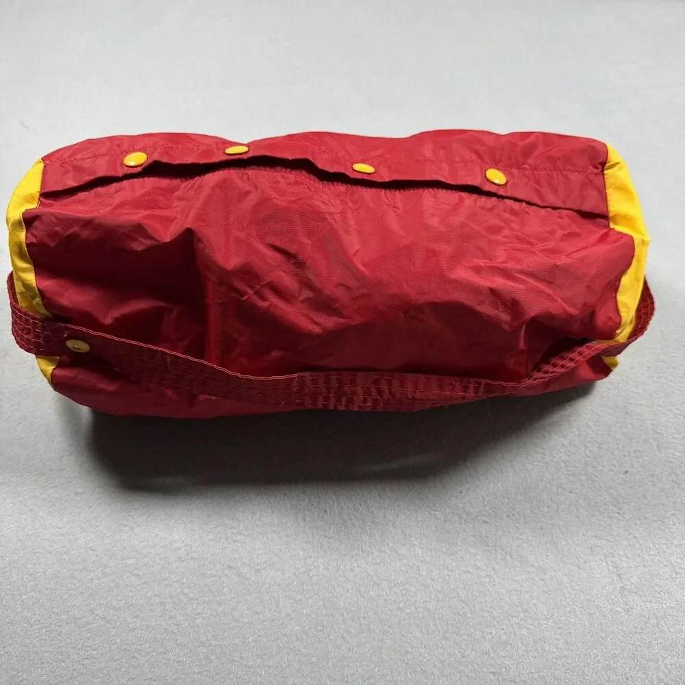 Vintage Red & Yellow Snap-Top Nylon Duffel Gym Bag, Personalized Bag